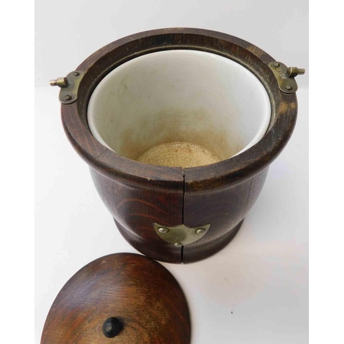 163 - Victorian - walnut tobacco/tea caddy - ceramic liner