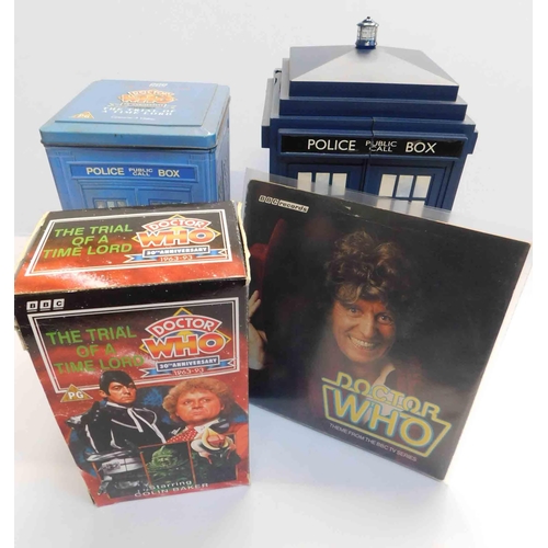 171 - Dr Who collectors tin/Tardis & 45s