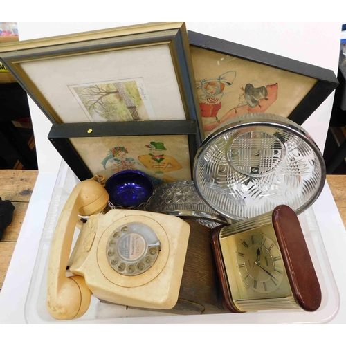 28 - Mixed items including - 1950's telephone/clocks & radio