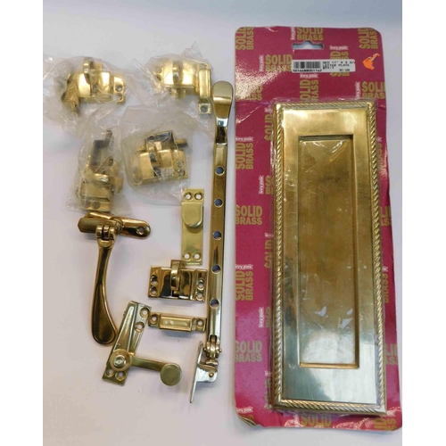 509 - Assortment of solid brassware incl. letterbox, window/door catches etc. - new