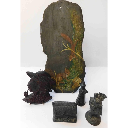 53 - Three - Coal sculptures & mixed items