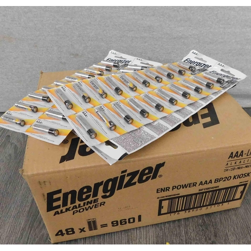 530 - Approx. 60x strips of 10 new AAA Energizer batteries - best before 2029