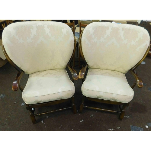 559 - Pair of Ercol style wooden armchairs