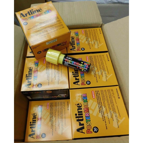 569 - 24x Boxes of 6 per box Artline 30mm Poster-marker - florescent yellow