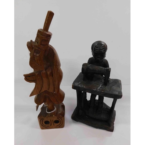 59 - Two - wooden figures - tallest 12.5