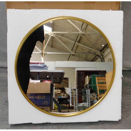 602 - Metal framed circular wall mirror - new and boxed