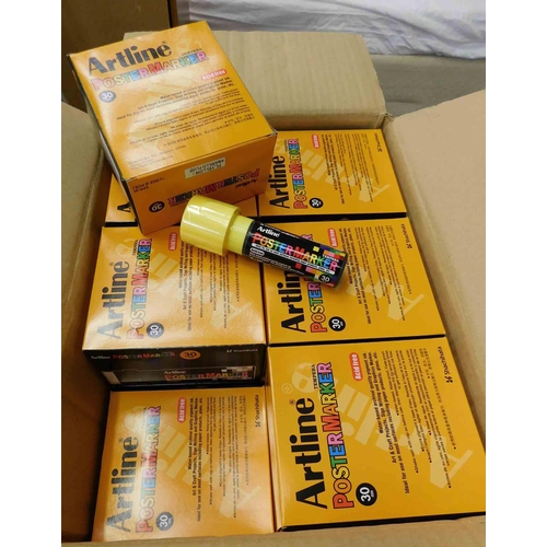 603 - 24x Boxes of 6 per box Artline 30mm Poster-marker - florescent yellow
