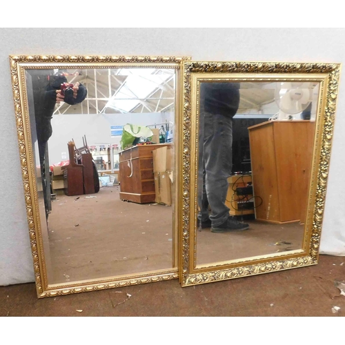 620 - 2x Framed gilt style bevel edged mirrors