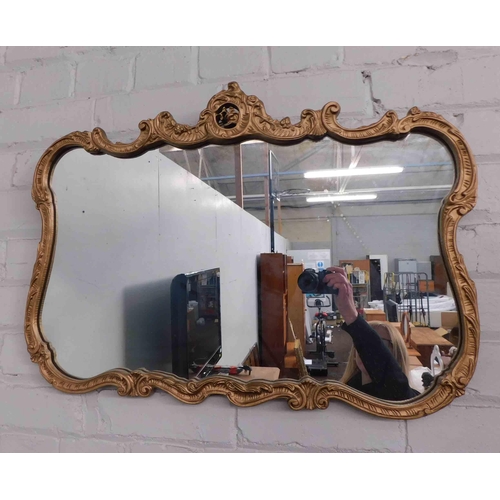 637 - Heavy vintage gold gilt mirror