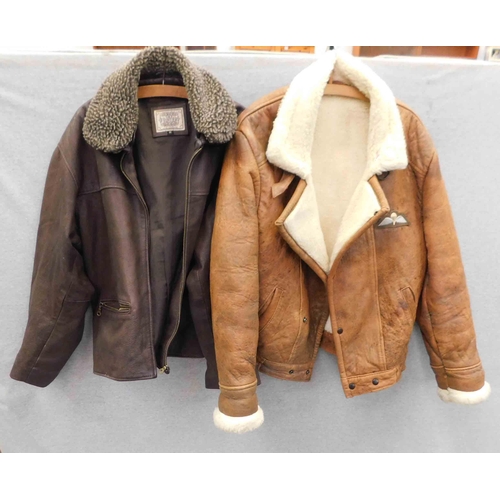 638 - Leather jacket size M + leather /sheepskin bomber jacket