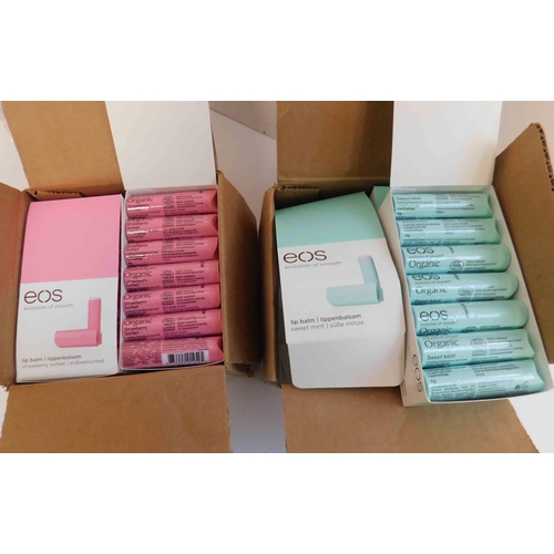 658 - 12x New retail packs of EOS lip balm - approx. 14 in each