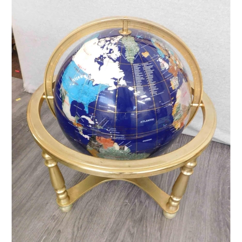 681 - Brass large gemstone globe with compass