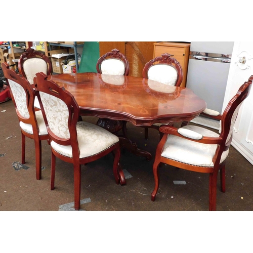 805 - Mahogany regency style inlaid table with 5 chairs