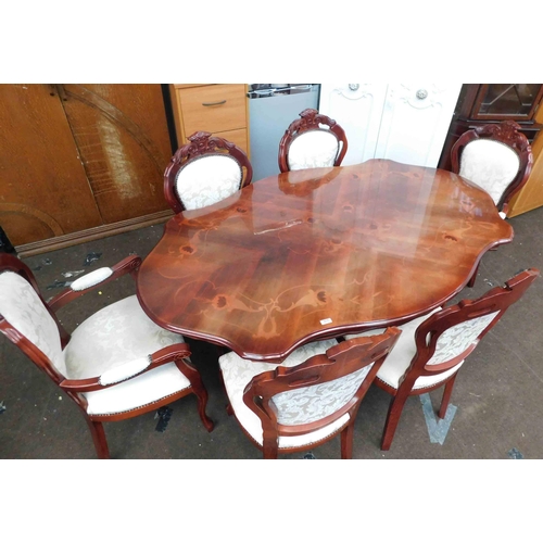 805 - Mahogany regency style inlaid table with 5 chairs