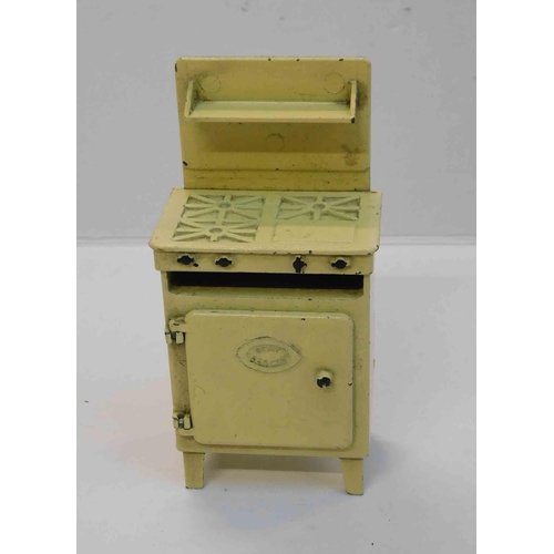 102 - 1940's - Crescent toys - cast iron dolls house range cooker with accessories - made in England