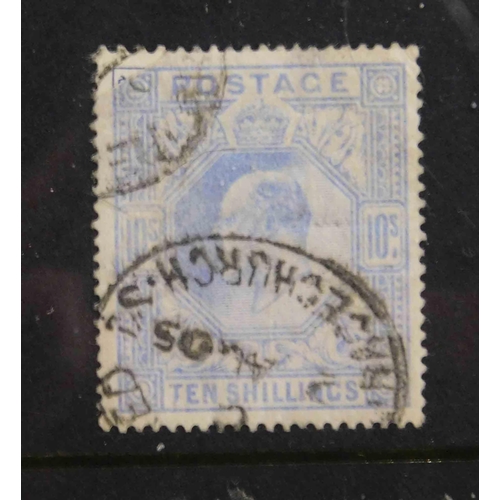 133 - Edward VII - Ten Shilling Ultramarine stamp - Fenchurch registered cancellations