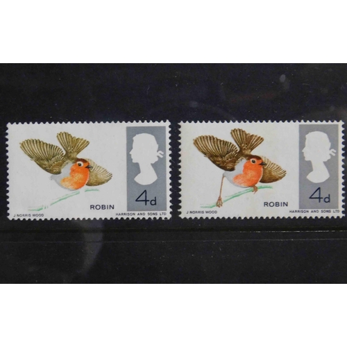 142 - 1966 dated - birds/Robin with missing legs stamp - normal for comparison