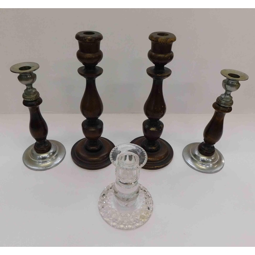 208 - Two pairs of candlesticks & one other