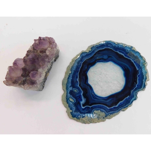 211 - Blue John slice & amethyst crystal