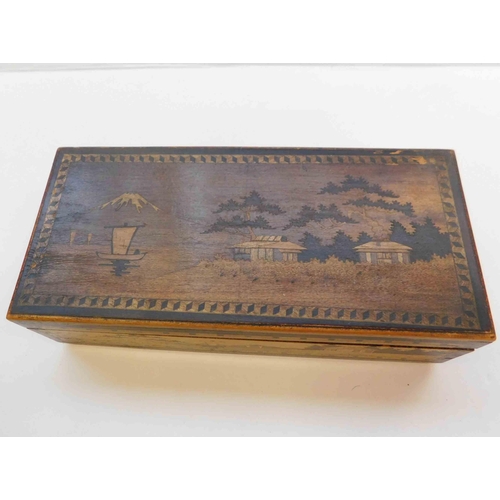 218 - Tunbridge ware style box - Japanese scene/Mount Fuji -  8