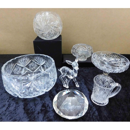 223 - Three pieces of American cut glass/crystal - & mixed glassware including paperweight