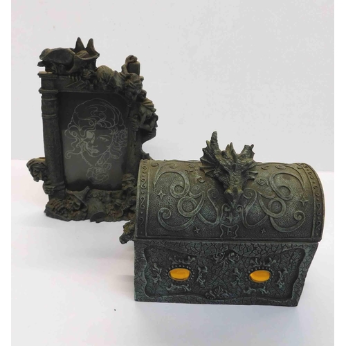 249 - Gothic - picture frame & jewellery box/casket