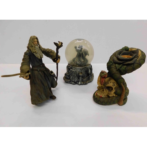 250 - Fantasy items including - Gandalf's & candle holder