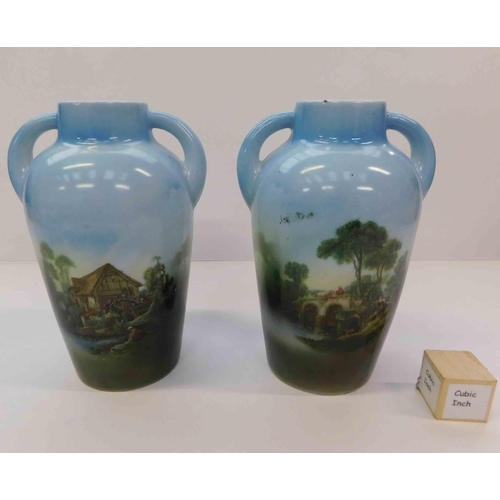 265 - Two - Victorian amphora vases - rural scenes