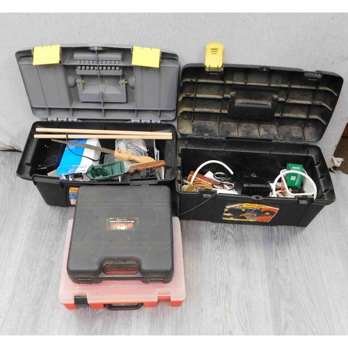 504 - 4x Plastic tool boxes with contents