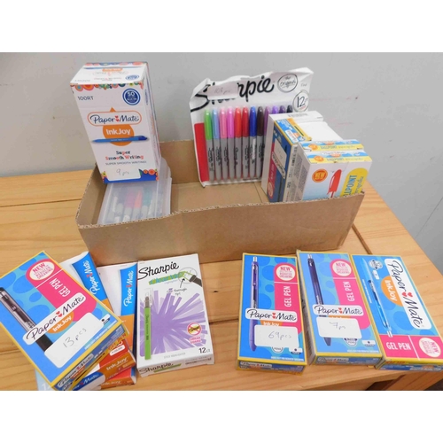 573 - Box of new stationary - boxes of PaperMate Inkjoy and Sharpies etc.