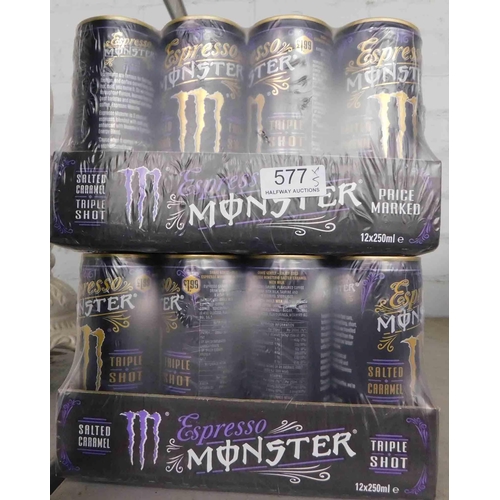 577 - 5x Cases of 12 cans of 250ml Monster Espresso in caramel triple shot