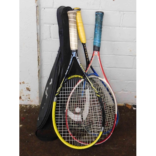 580 - 2x Tennis rackets & squash racket etc