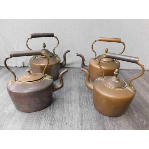 588 - 4x Copper kettles