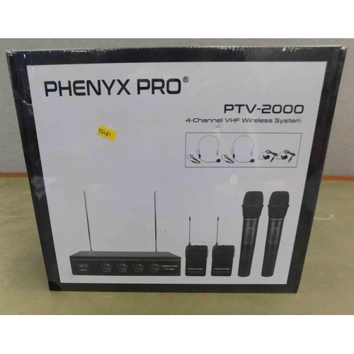 596 - New and sealed Phenyx Pro PTV-2000 4 Channel VHF, wireless system