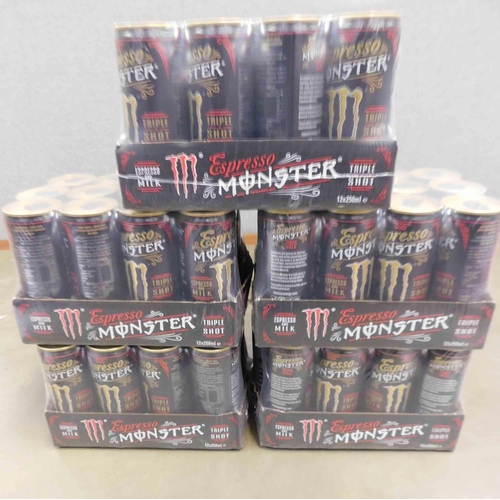 604 - 5x Cases of 12 cans of 250ml Monster Espresso triple shot espresso and milk