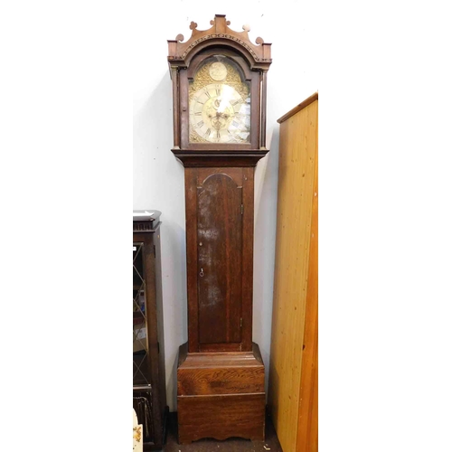 615 - Grandfather clock - John Day, Wakefield, oak cased, brass face - as seen