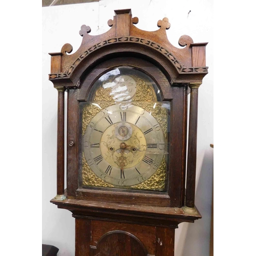 615 - Grandfather clock - John Day, Wakefield, oak cased, brass face - as seen