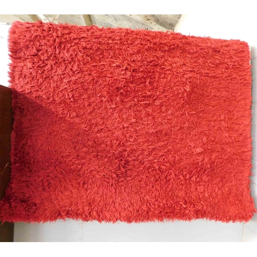 637 - Large red shag-pile rug - approx. 63