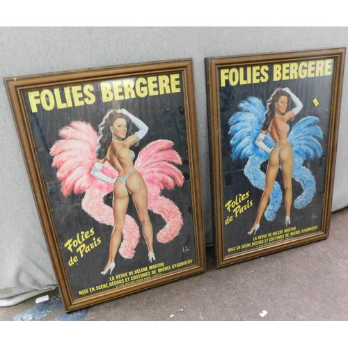 646 - Antique Folies Bergere Posters in frames