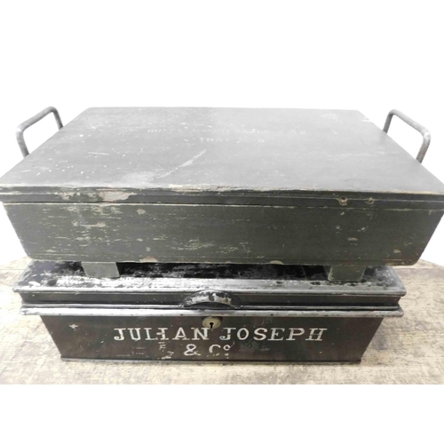 653 - Large deed box and military trunk