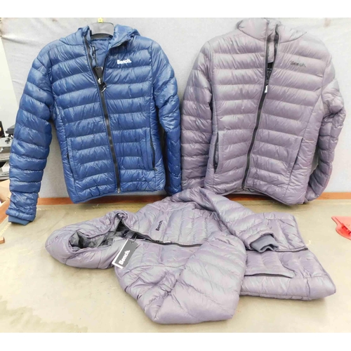 704 - 3x Bench quilted jackets, 1x S, 1x XL and 1x XL in blue - all new with tags