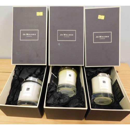 716 - 3x New and boxed Jo Malone candles - various scents incl. red roses