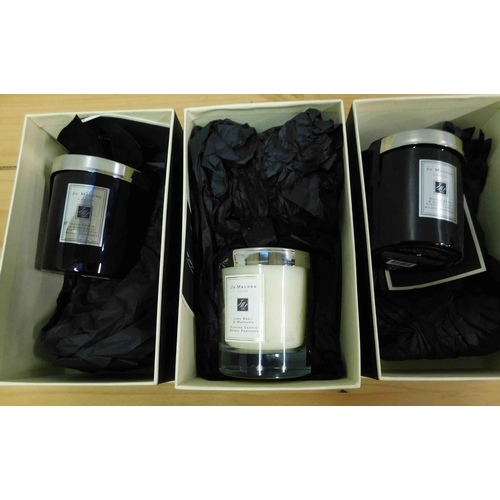 722 - 3x New and boxed Jo Malone candles - various scents incl. dark amber