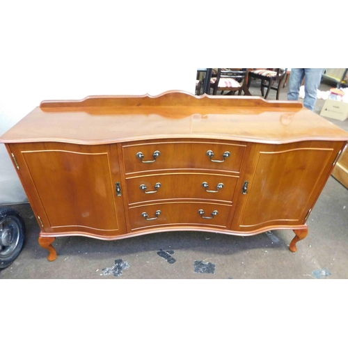 741 - Vintage sideboard mahogany coloured 3 drawer, 2 cupboards