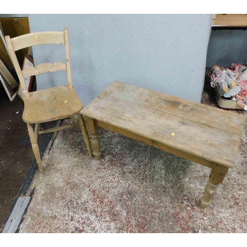 753 - Small wooden table and chair