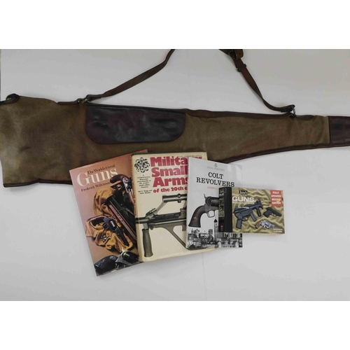 94 - Firearms themed books & shotgun holder