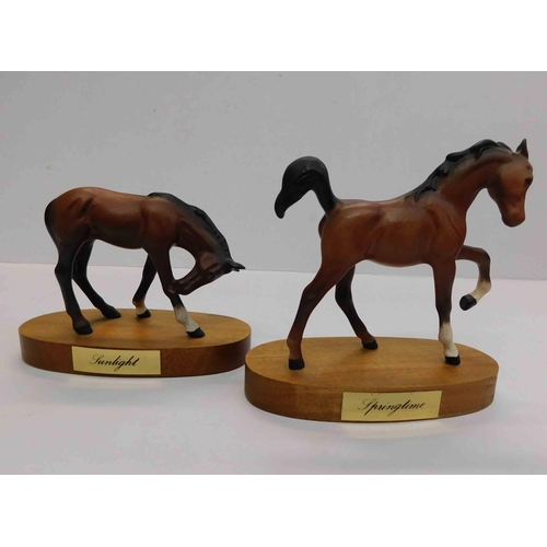 97 - Two - Beswick horses on plinths