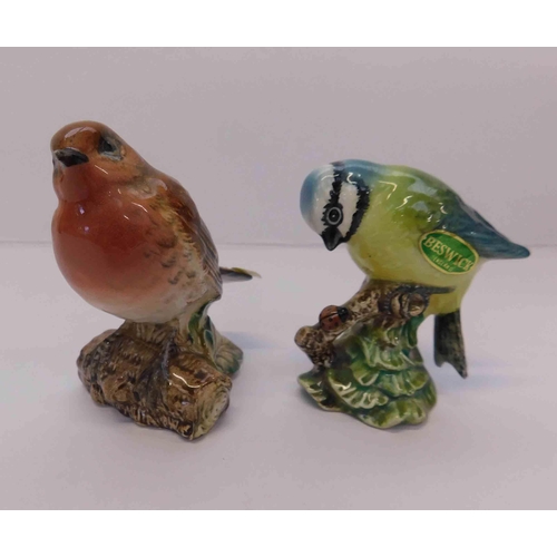 103 - Two - Beswick birds - Robin & Blue tit