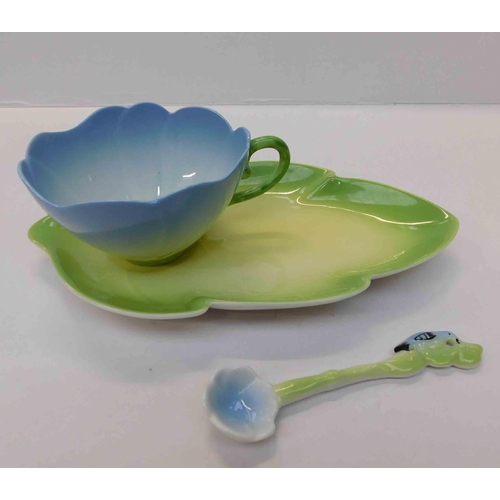 268 - Floral - Oriental cup/saucer & spoon...