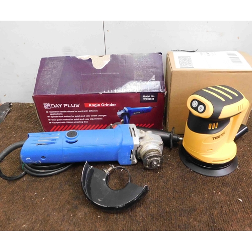 515 - Boxed 240V angle grinder - as seen and battery orbit sander, no battery